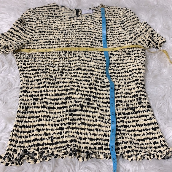 PROENZA Schouler White Label polkadot smocked top short sleeve crewneck zip back - Picture 9 of 11